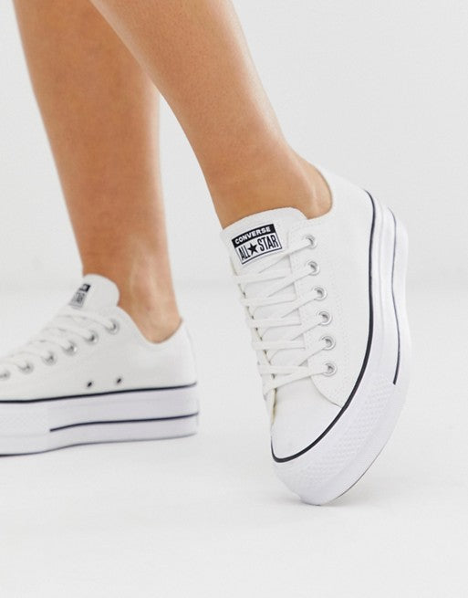 TENIS CONVERSE DE PLATAFORMA PARA DAMA COLOR BLANCO LONA