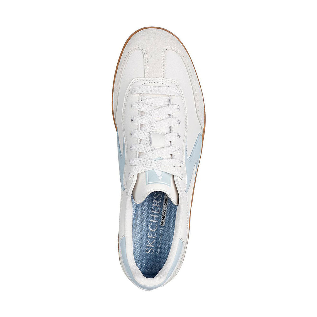 TENIS SKECHERS HOTSHOT KICKOFF PARA DAMA COLOR BEIGE AZUL