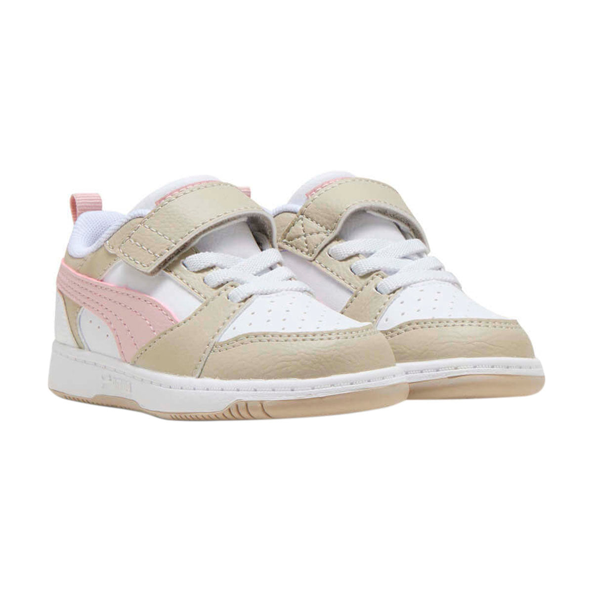 TENIS PUMA REBOUND V6 INFANTIL COLOR BLANCO BEIGE ROSA
