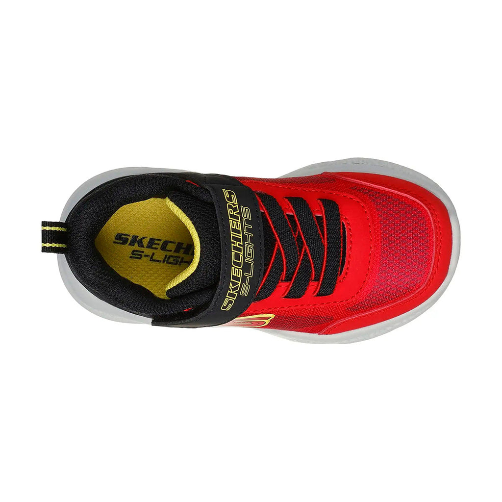 TENIS SKECHERS METEOR LIGHTS KRENDOX PARA NIÑO COLOR ROJO NEGRO
