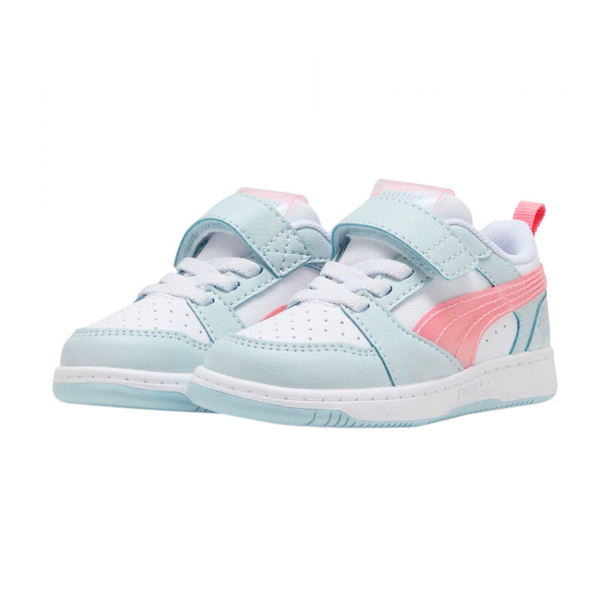 TENIS PUMA REBOUND V6 INFANTIL COLOR BLANCO AZUL ROSA