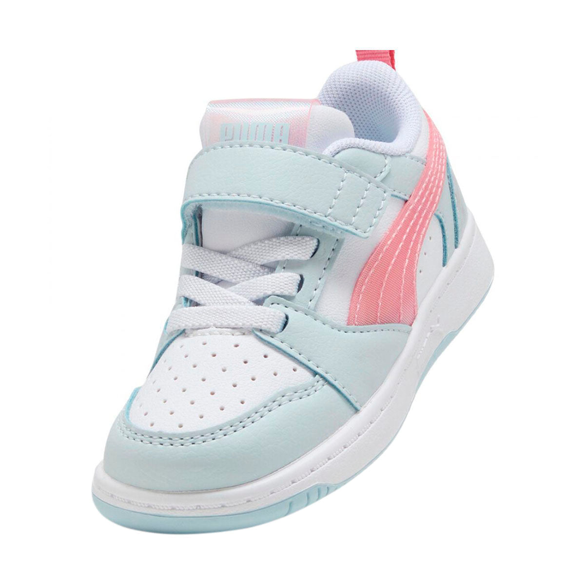 TENIS PUMA REBOUND V6 INFANTIL COLOR BLANCO AZUL ROSA