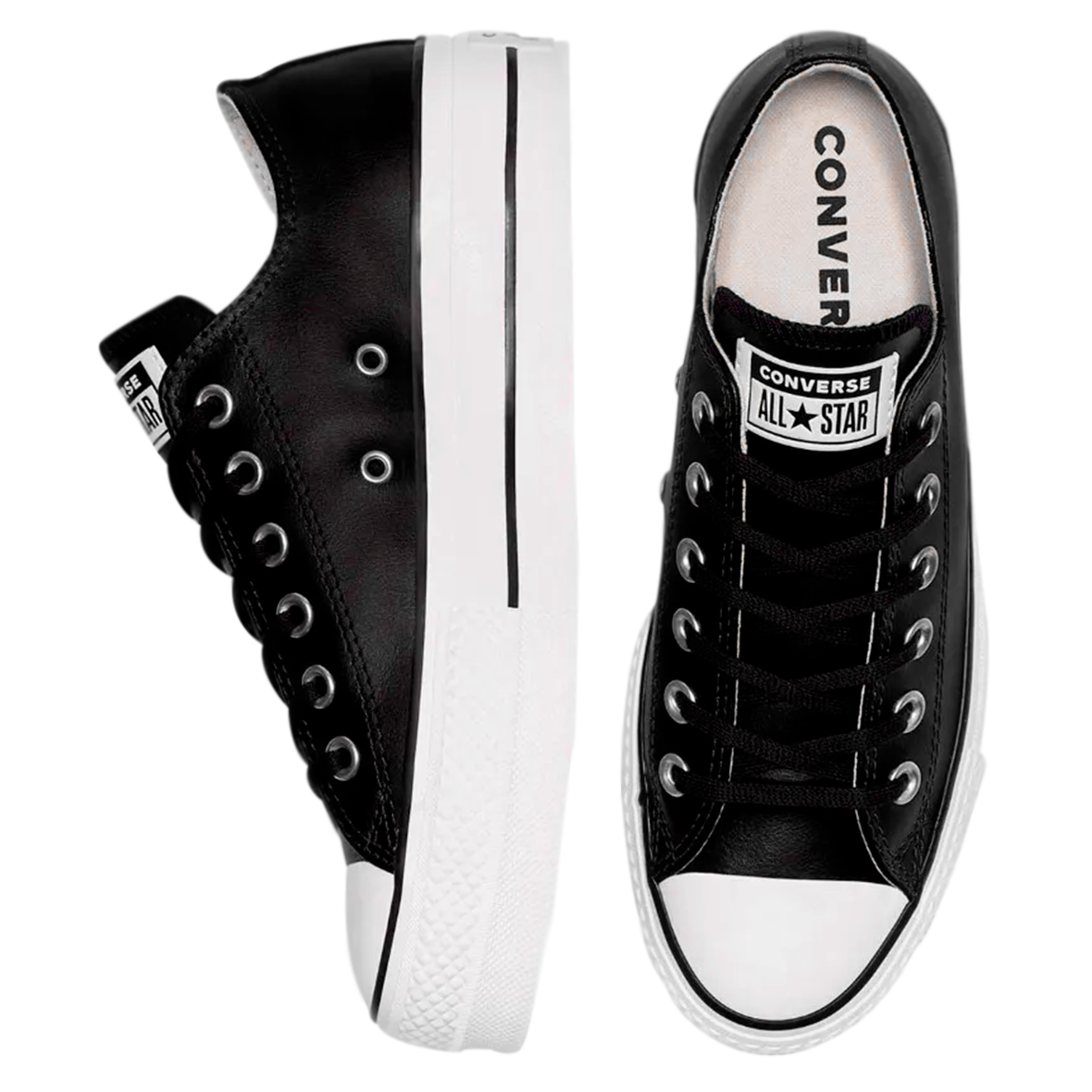 TENIS CONVERSE ALL STAR DE PLATAFORMA PARA DAMA NEGRO PIEL