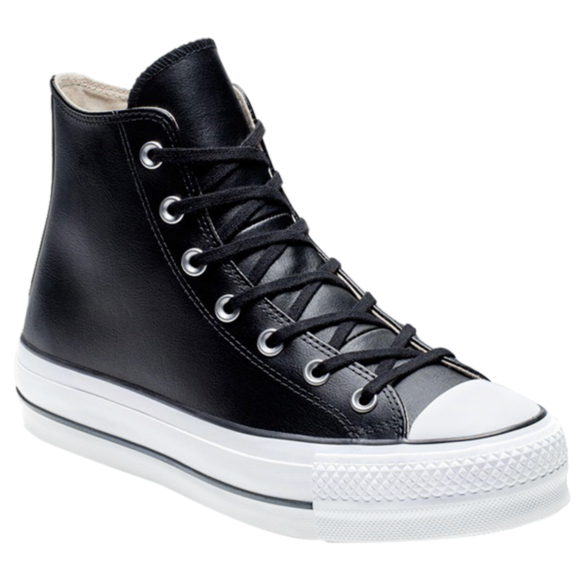 TENIS CONVERSE ALL STAR PARA DAMA DE PLATAFORMA NEGRO PIEL