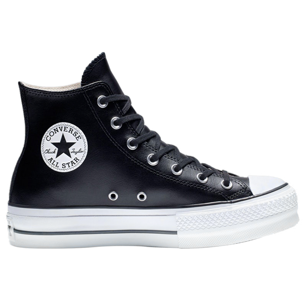 TENIS CONVERSE ALL STAR PARA DAMA DE PLATAFORMA NEGRO PIEL