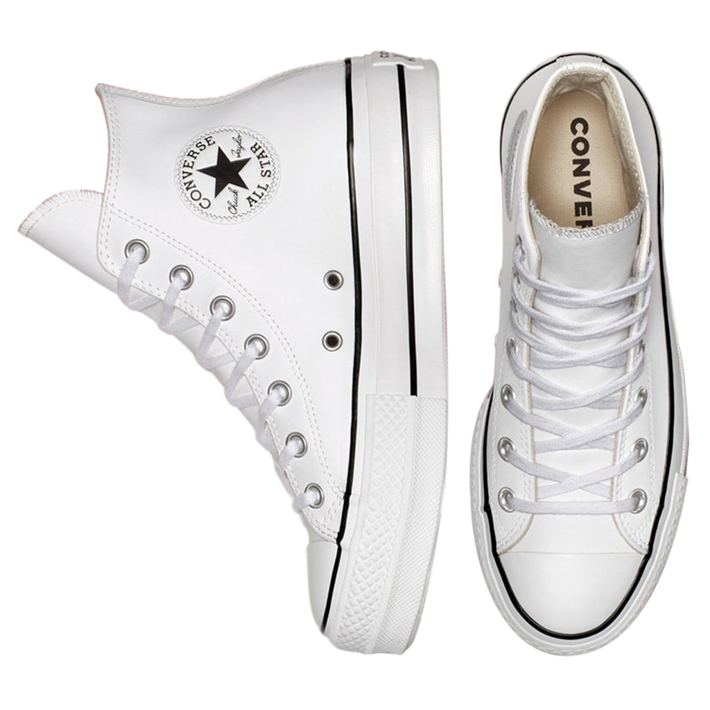 TENIS CONVERSE ALL STAR PARA DAMA DE PLATAFORMA BLANCO PIEL