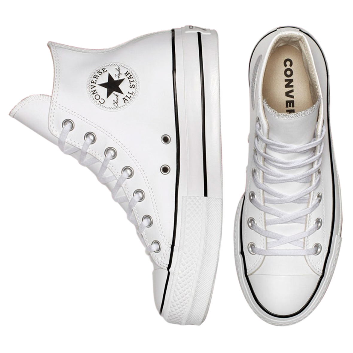 TENIS CONVERSE ALL STAR PARA DAMA DE PLATAFORMA BLANCO PIEL
