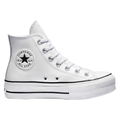 TENIS CONVERSE ALL STAR PARA DAMA DE PLATAFORMA BLANCO PIEL